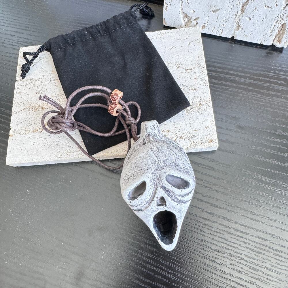 Ghostface Aztec Death Whistle Scream Clay Halloween Horror Prank Necklace Decor
